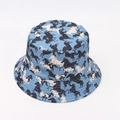 Reversible bucket hat with all-over horse print design in blue and white colors - Light Blue
