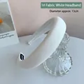 White fabric sponge headband with 13cm diameter and premium handmade texture - Diameter about 13cm / 1# Fabric White Headband