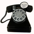 Retro black rotary phone piggy bank with silver dial and vintage decorative details - Short Retro Telephone Black