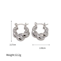 Polished silver twisted croissant hoop earrings in stainless steel with size dimensions - Steel Color (TE19131A0W0)