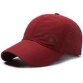Dark red breathable quick-dry baseball cap with laser-cut side vents and logo print - Adjustable / Burgundy