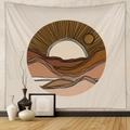 Detailed texture of bohemian sun and mountain wall tapestry in warm earth tones - Billion (67)