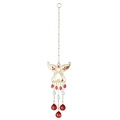 Golden angel suncatcher with vibrant red and iridescent crystal glass beads hanging - 42cm/66g / Red Angel