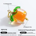 18k gold butterfly sun pendant in orange-green with stainless steel waterproof finish - Orange Green Pumpkin Shape Pendant (PJ91318)