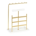 Three-tier jewelry display stand in white and gold for watches and bracelets - Back Style Gold Jewelry Stand / Gold