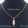 Zilveren astronaut ketting met Hug Me hanger en 67cm lange ketting op buste - Astronaut Met Plaatje (HUG ME)(KN231699-K)