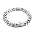 Bracciale hip hop a catena cubana in acciaio inossidabile lucido argento con chiusura quadra - Bracciale 19.5cm (KB162211)