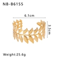 Dimensioni dettagliate del bracciale rigido in oro con texture a foglie di alloro - Stile Foglia Realistica (NB-B6155)