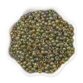 Green glass seed beads with iridescent rainbow finish for DIY jewelry making - 4mm / Iridescent Green (#07 Style)