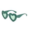 Lunettes de soleil polarisées rétro vert foncé en forme de cœur à monture brillante - Monture Verte Verres Vert Mer