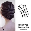 Minimalistische zwarte U-vormige haarklem set voor knotstyling, 9x4cm matte afwerking - 9x4cm / ABS-kunststof / Zwarte Golf 4-Tands Vork