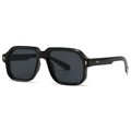 Retro oversized square sunglasses with black thick frame and golden metal accents - Black Frame / Black Lens