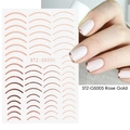 Rose gold French manicure nail stickers STZ-GS005 with metallic curved line designs - STZ-GS005 Rose Gold French Curves