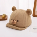 Détail du bonnet bébé en velours côtelé avec oreilles d'ours et bord souple kaki - 48cm 6 Mois - 2 Ans / Ours Khaki