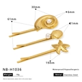 Set de barrettes marine en acier doré 18K avec coquillage, étoile de mer et perles - Ensemble Trois Pièces Océan Perle Doré (NB-H1036) / Or 18 carats