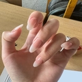 Elegant gradient nude pink to clear oval press-on nails with a cat-eye effect finish - By1518 Taro Original Flavor Finger / Glue Type