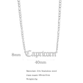 Silver Capricorn zodiac old English font pendant in 316 stainless steel with silver chain - Capricorn / Steel