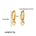 Detail view of heart-shaped hoop earrings with dimensions and weight measurements - Heart Style (TE6393-WT)