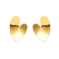 Elegant gold minimalist heart earrings with polished finish and irregular fluid curves - Irregular Heart High Polished Gold Drop Earrings (ZE0514)