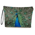 Borsa cosmetica con stampa a pavone, cerniera nera e cinturino da polso per donna - Stile Piuma Vibrante Colorata (Stile 3)
