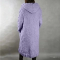 Women's light purple long chunky knit hooded cardigan with a loose silhouette back view - 3XL / Tops / Purple