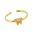 Adjustable golden butterfly open ring with sparkling crystal stones for women - Butterfly Open Style / Gold