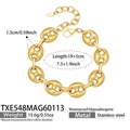 Specifiche dettagliate sulle dimensioni del bracciale a chicco di caffè in acciaio oro - Bracciale (19+5cm) / Oro