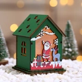 Luminous Christmas wooden house ornament with Santa pattern and warm LED light - New Style Santa Reindeer