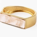 Double-layered gold cuff bracelet with marbled stone inlay in elegant rectangular design - Marble Texture Decoration (SZYS-031HJ-J)