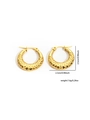 Detail view of gold titanium hoop earrings with hammered texture and precise dimensions - Gold Pitted Hammered Vintage Style (#0269)