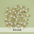 DIY jewelry parts featuring faceted clear zircon beads and golden stainless steel ball pins - White Zirconia - 02S