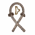 Detail view of leopard print heatless hair curler set with a golden claw clip - Curler + 2 Scrunchies + 1 Clip / Leopard Print