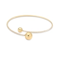 Detail of gold-plated open cuff bracelet featuring polished gold spheres and pavé zircons - Gold Round Bead Necklace