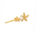 Golden starfish hair clip with pearl detail for DIY bridal accessories on white background - F730H-Gold Starfish Pearl Bobby Pin