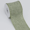 Grass green faux linen ribbon roll with woven texture for DIY crafts and gift wrapping - 6.3cm*5 Yards / Green