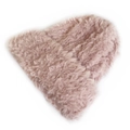 Pink plush knit beanie for women featuring soft fuzzy faux fur texture for winter warmth - Pink