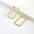 Aros rectangulares dorados minimalistas con diseño geométrico de tubo fino pulido - Dorado