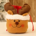 Sac cadeau de Noël renne avec bordure en peluche et tissu feutre pour décor de fête - Sac de pomme coloré - Renne