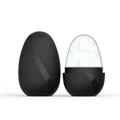 Black egg-shaped facial ice roller with wavy texture in closed and open states - New Egg Black