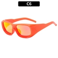 C6 variant square sports sunglasses with bold orange frames and gradient lenses - Orange Frame Red Mirror Lenses