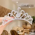 Elegante pettine a corona di pavone argento con strass scintillanti per bambine - 12# Pettine per Capelli in Strass Pavone (Grande)