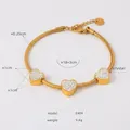 Gold titanium heart beaded bracelet with crystals and size markings for length and width - Heart Inlaid Rhinestone Style (E404) / Gold