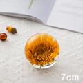 7cm amber crystal ball with preserved sunflower specimen and elegant wooden base - Sunflower Ball 7cm (Kraft Box)