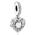 Silver snowflake heart charm with sparkling pavé crystals for charm bracelets - Snowflake Heart