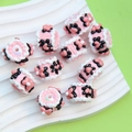 Détails de perles roses avec motifs floraux noirs pour la création de bijoux DIY - Perle Blanche + Crème Rose Blanche + Noir Rose Superposé