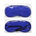 Blue silky polyester sleep eye mask with black elastic straps in transparent packaging - Polyester Satin / Regular Style / Individual OPP Bag / Blue