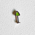 F136 titanium piercing stud with triangular top and bright green inlay for cartilage - Single Piece / Green