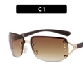 Gafas de sol Y2K sin montura con lentes degradadas marrones y pedrería vertical - Marrón Degradado