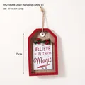 Vintage Weihnachts-Türschild aus Holz mit Believe in the Magic Text und Kieferndekor - Türhänger Stil C (BELIEVE IN THE Magic)