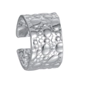 Minimalist silver stainless steel open ring with unique geometric hammered texture - JWR1914 Open Size / Silver Wide Band Bubble Texture Open Style (JWR1914 Open) / Silver